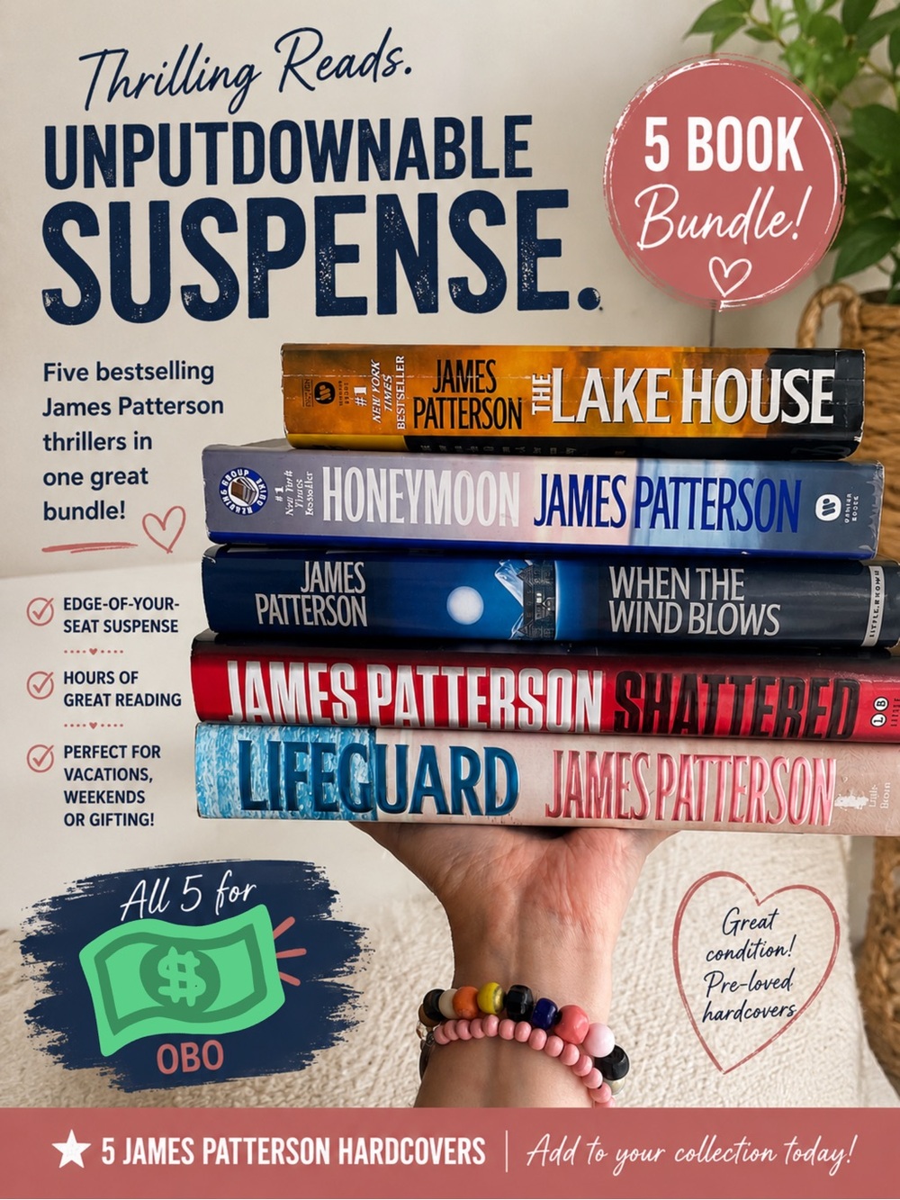 James Patterson Book Bundle - Thriller Books - Crime Novels - Mystery Books